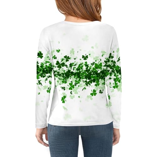 Girls St Patricks Day Shirts Kids Long Sleeve Crewneck T-Shirts 2024 Trendy Cute Shamrock Tops Basic Tees 3-12 Years3