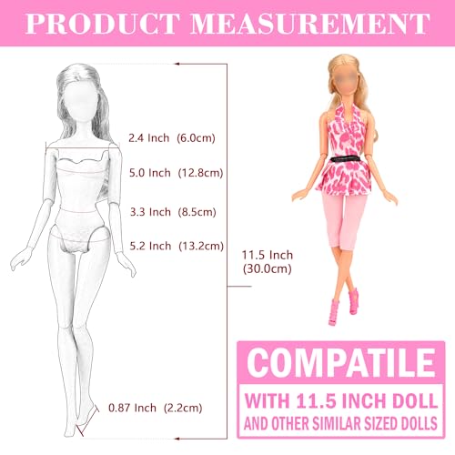 Miunana 24 Accesorios Seleccionadas para 11.5 Pulgada 30CM Muñeca Y 12 Pulgada Muñecas: 6 Trajes + 4 Zapatos para Ken Chico + 3 Trajes + 3 Pantalones + 3 Vestidos + 5 Zapatos para Chica