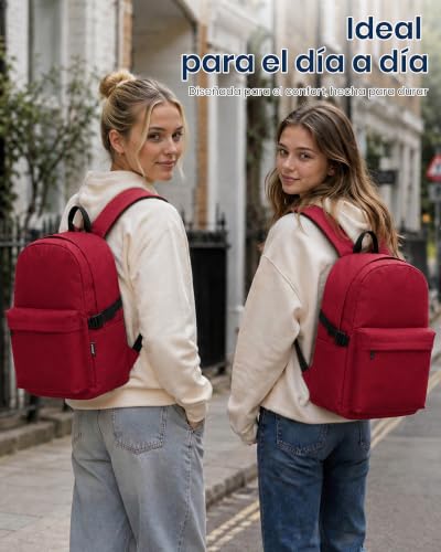 Miniatura 7 de Kono Mochila Escolar Ligera De Gran Capacidad Para Adolescente Hombre Mujer, Colegio Universidad Trabajo, Mochila Portátil 15,6 Viaje Negocios Diario - Rojo