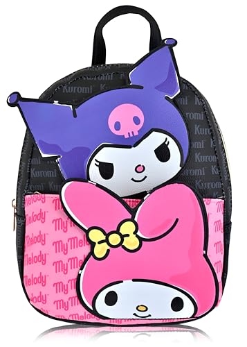 Fast Forward Sanrio Kuromi My Melody Backpack for Women, Men, Unisex | Cute PU Leather 10" Kuromi My Melody Mini Backpack Purse Shoulder Purse | Kuromi Bag and Kuromi Accessories