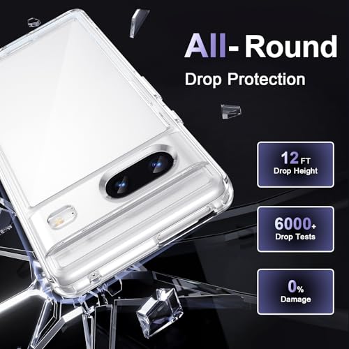 Image of Case for Google Pixel 7, Military Grade Drop Protection Phone Case, Yellowing Resistant, Anti-Scratch Hard PC Back, Shockproof Hard Ultra-Thin Protective Cover, Clear