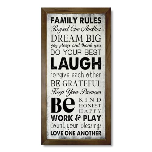 Family Rules Home Signs, Rustic Wood Housewarming Gift