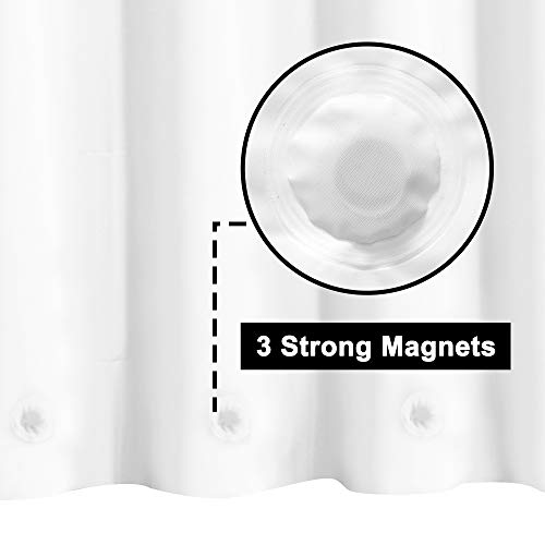 Barossa Design White Shower Curtain Liner - Premium PEVA, BPA & PVC Free, No Chemical Smell, Lightweight Shower Curtain with 3 Magnets, Metal Grommets - White, Standard Size - Thumbnail 4