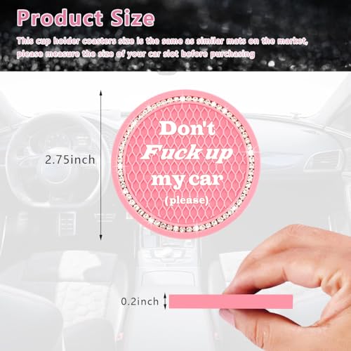 image for Ziciner 2 Pack Bling Car Cup Holder Coasters with Start Stop Button Co