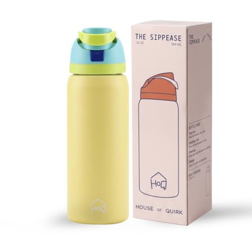 Image of House of Quirk Sippease Stainless Steel Water Bottle with Straw for Sports and Travel BPA-Free 950ML (Melon)