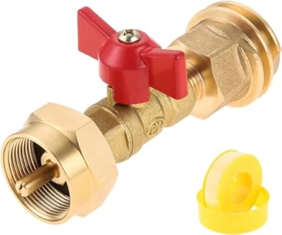 Propane Adapter 20lb to 1lb Converter with Valve, 20 lb to 1 lb Propane Tank Adapter with Valve Convert CGA600 to QCC1 Male Thread / POL Female Thread, Hook Up Small Propane Tanks When 20lb Ran Out