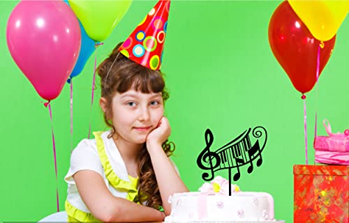 Happy Music Notes Cake Topper,Acrylic Musical Theme Party Supplies Black #TOP4