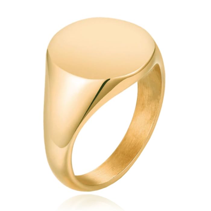 Bague sceau femme or acier inoxydable-20mm chevaliere large ajustable et resistante a l'eau