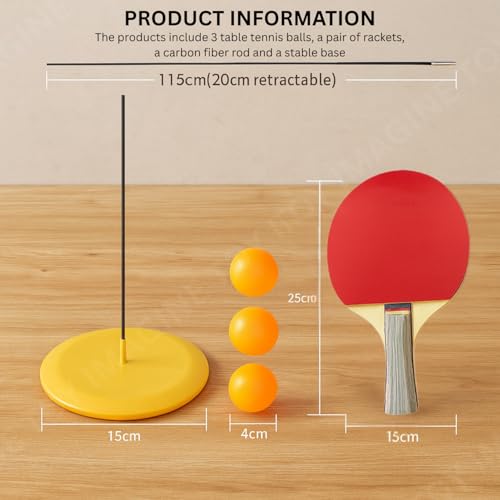 Image of Toy Imagine Deluxe Ping Pong Training Set Improve Your Table Tennis Skills at Home with Two Professional Grade peddles, 4 Ball, 1 Flexible Rod & Ping Pong Training Metal Base