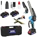 8 Inch Cordless Mini Chainsaw with Batteries and Charger, Lightweight One-Hand Operated Chainsaw, Battery-Powered Electric Chain Saw with Safety Lock, Garden Pruner for Wood Cutting Tree Trimming,Blue