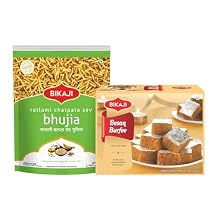 Bikaji Besan Burfi 340g & Chatpata Sev 400g Combo | Ready to Eat Indian Namkeen | Crunchy Bar Snack, Tea-Time Companion & Party Mix | Travel-Friendly Bite for Sharing & Snacking