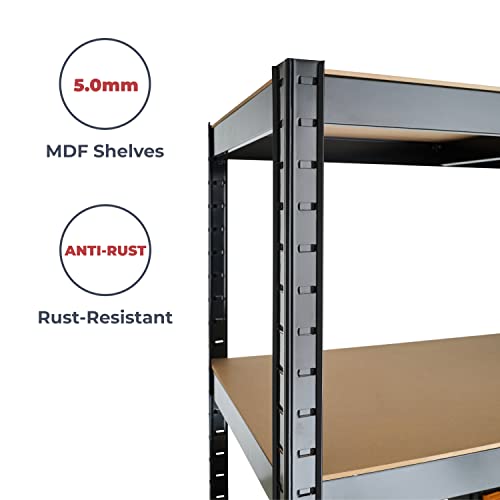 Garage Shelving Units - 71" H X 47" L X 18" - Heavy Duty Racking - Shelves For Storage -1 Bay - Black - 5 Tier - 2000Lb Capacity (400Lb Per Shelf) - Workshop, Shed, Office - 5 Year Warranty #TOP3