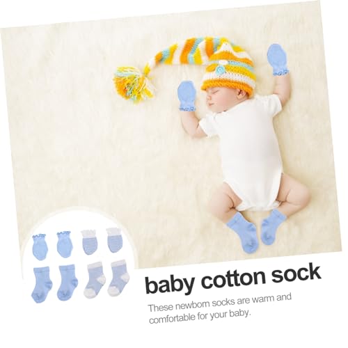 Cute Baby Socks Gloves 4 Pair Package Newborn Cotton Ankle Socks Mittens4