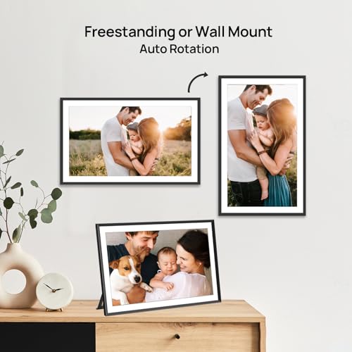 Image of 15.6 Inch WiFi Digital Picture Frame with 1920x1080 FHD IPS Touch Screen, Send Photo or Videos via App or Email, 32GB Storage, Support USB Drive /SD Card Extend Storage, Auto-Rotate, Wall Mountable