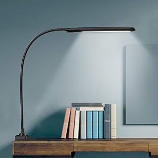 LED Desk Lamp Hokone Eye-Care Desk Light 9W Flexible Gooseneck Lamp 3 Color Modes Stepless Dimming,Table Lamp for Office Workbench,Touch Control, Black