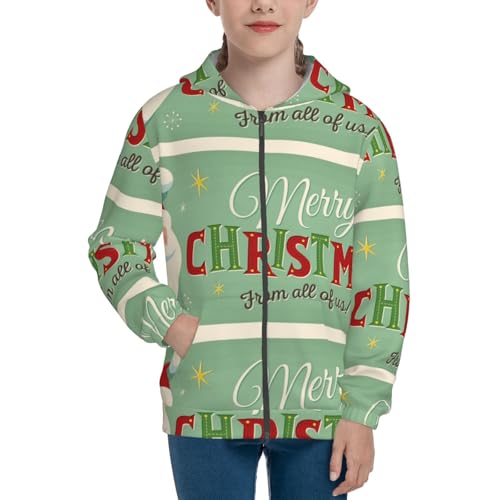 Vintage Style Santa Claus And Snowman Kids Pullover Hoodies Boys Zip Up Sweatshirts Girls Athletic Clothes with Pocket3
