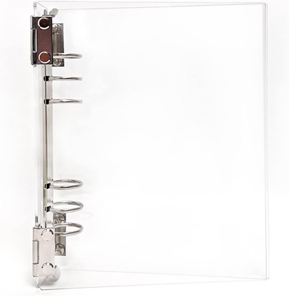MultiBeyA5 Clear Acrylic Binder, Heavy Duty Planner 6 Ring Binder Cover, 7’’ x 9’’ Refillable Notebook Binder for Journal Budget Photo Album