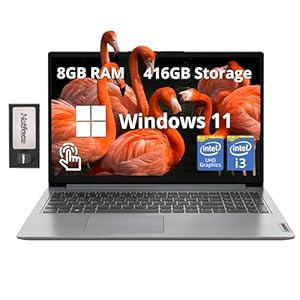Lenovo IdeaPad 1i – Laptop con pantalla táctil FHD de 15.6 pulgadas, Intel i3-1215U, 8 GB de RAM, 416 GB de almacenamiento (256 GB SSD+160 GB de estación de acoplamiento), gráficos Intel UHD, cámara