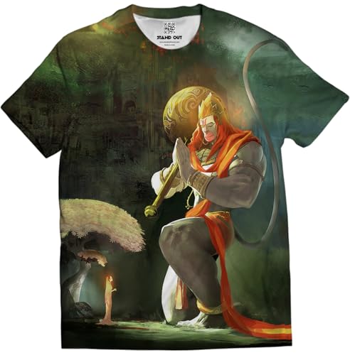 Image of STAND OUT All Over Printed Shiva, Krishna, Hanuman, Kali, Ram and Ravana, Ramayan, Bagavath Githa, Buddha Religious, Spiritual, Hindu Gods T-Shirts