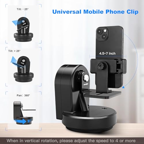 Soonpho M2 Motorized Rotating Panoramic Tripod Head with Remote Control & Mobile Phone Clip for DSLR Cameras/Smartphones-Built-in 2000mAh Lithium Battery, 2.2lb/1kg Maximum Playload