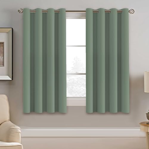Image of H.VERSAILTEX Blackout Curtain for Bedroom Thermal Insulated Window Treatment Curtain 54 inch Length Energy Saving Solid Grommet Top Blackout Drape, One Panel, Green Bay, 52 inch W x 54 inch L