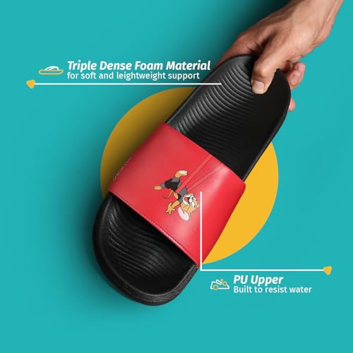 Image of YOHO Sliders for Men | Comfortable and Lightweight Slides | WB Cartoon & Comic Characters: Batman,Superman,Tom & Jerry,Rick & Morty,Big Bang Theory, Friends and Scooby Doo for Boys