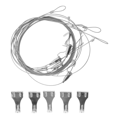 jojofuny 5juegos Kit de Alambres para Colgar Cuadros Cuerda de Acero Ajustable Ganchos Grandes para Marcos de Fotos Alambre para Colgar Cuadros Pared