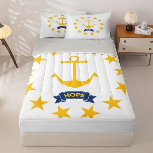 Feelyou Rhode Island State Flag Twin Zipper Bedding Set