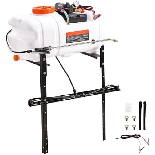 Suitable for 15.9 Gallon ATV Spot Sprayer - 60L UTV Broadcast Sprayer with Nozzle Boom, 12V Pump, 1.9 GPM Flow Rate, Adjustable 0-72 PSI, 20FT Hose - Ideal for Garden & Farm Use
