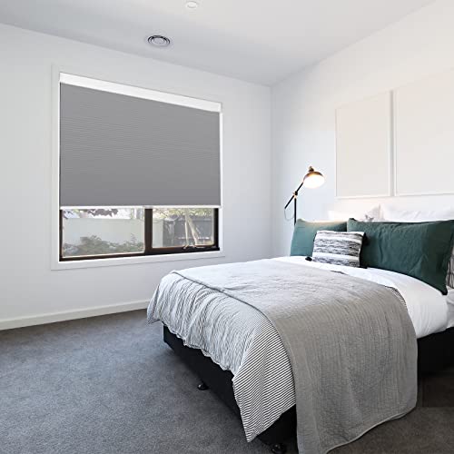 Boolegon Cordless Cellular Shades Blackout Aluminum Waterproof Honeycomb Shades For Windows Pull Down Honeycomb Blinds Custom Size For Bedroom Office Living Room Light Gray #TOP1