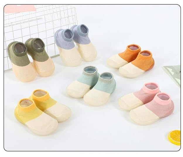 WEIRVI Kid's Multicolor Cotton and Silicon Rubber Shoes Cum Socks, Antislip Soft Sole Children's Shoes, Breathable Socks Shoes (Plain) 6 41edRkWec+L