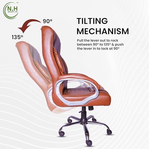Image of Vega Ergonomic High Back Boss Chair with Pure Soft Cushioned Arm Rest Leatherette Office Arm Chair (Brown)