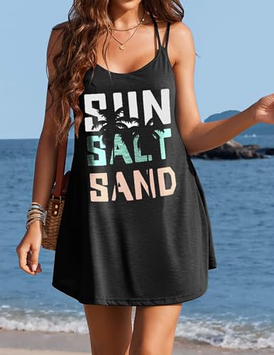 AI'MAGE Womens Spaghetti Strap Cover Up Sleeveless Bathing Suit Coverups Backless T Shirt Beach Dress S-3XL3