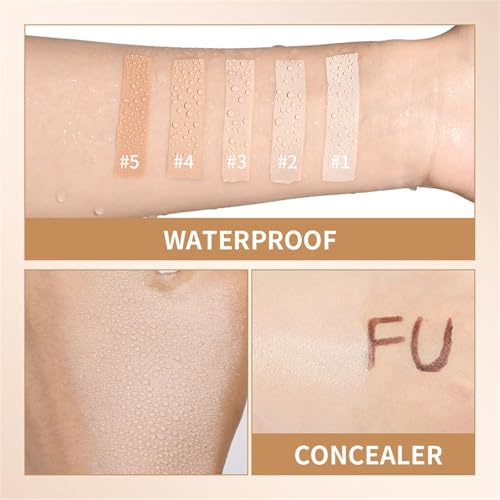 Matte Concealer Foundation Stick, Full Coverage for Dark Circles, Acne & Redness, Blemishes & Contouring, Long-Lasting Korean Waterproof Formula for All Skin Tones, Built-In Kabuki Brush (4# Wheat) — view 5