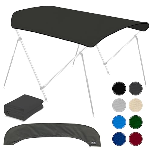 Universal 2 Bow Bimini Top Replacement Canvas 900D Boat Canopy Sun Shade Cover with Storage Boot Fits Most Small Boats & Inflatable Boats No Frame Kit 63 L x 39-55 W (Charcoal Gray)