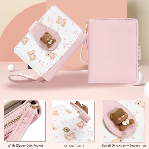 Image of Sunwel Fashion Girls Cutest Prints Wallet Card Slots Small Wallet with Zipper Coin Pouch Wallet for Women