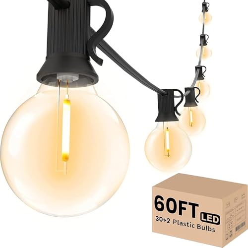 Svater Outdoor String Lights LED 60 FT G40 Patio Globe Light Waterproof