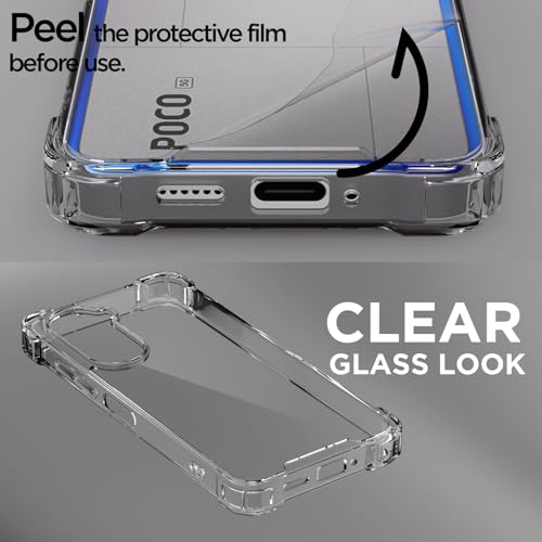 Image of Amazon Basics Back Cover for Poco M7 Plus 5G PC + TPU Clear Transparent Raised Edges Shockproof Protective Phone Bumper Case (Transparent)