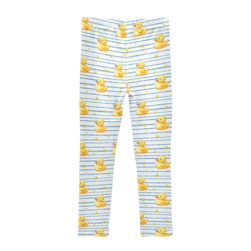 Cute Duck Blue Stripes Prints Girls Leggings Soft Comfortable Athletic Leggings Dancing Pants for 4-10 Years2