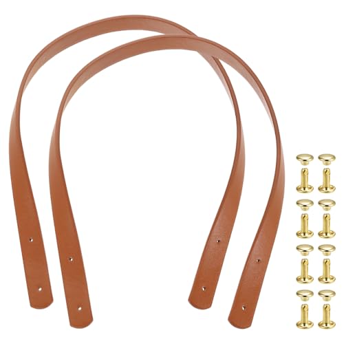 Generic 2 peças de alças de bolsa de couro, alça de substituição de 59,9 cm de couro PU, alças de bolsa de ombro costuradas com rebites para fazer sacola faça você mesmo, reparo de bolsa, marrom