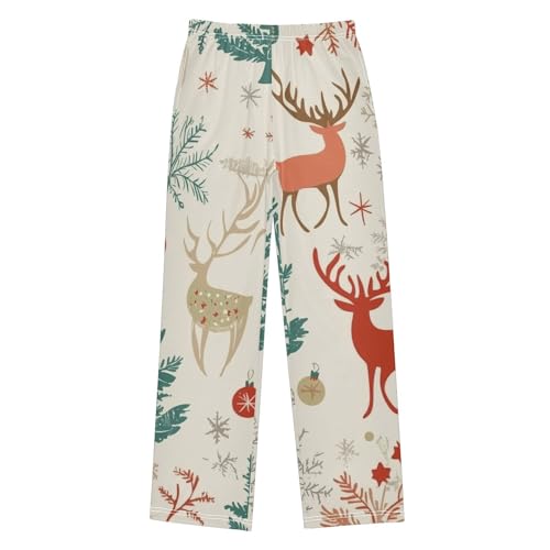 ZZXXB Reindeer and Xmas Tree Boys Long Pants Soft Trousers Elastic Waist Kids Lounge Bottoms with Pockets S-XL