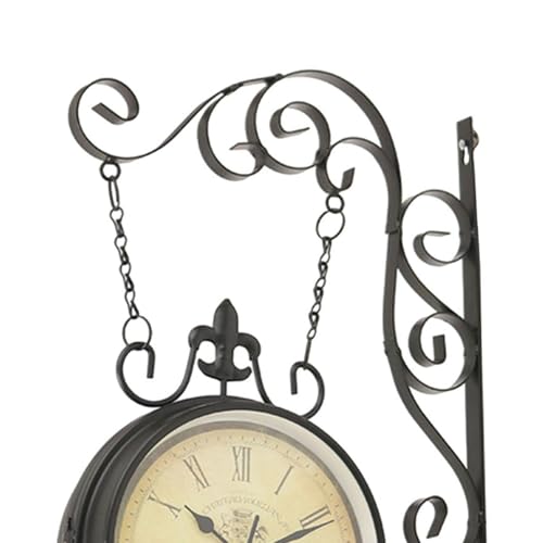 Horloge murale double face noire rotative à 360°