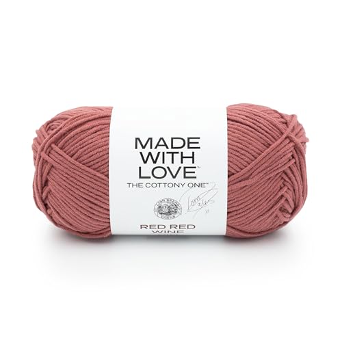 Lion Brand Yarn, Tom Daley Made with Love The Cottony One Yarn for Crocheting, Knitting, and Crafts, Red Red Wine, 1 Pack