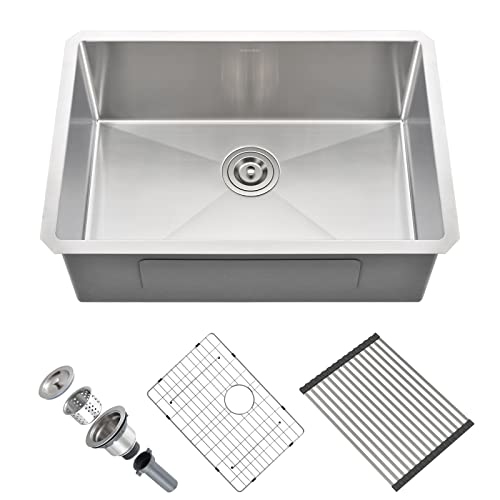 Aschael Undermount Kitchen Sink, 27X18X10 Inch Kitchen Sink 16 Gauge Stainless Steel Sink Single Bowl Kitchen Sinks Deep Kitchen Sink #TOP6