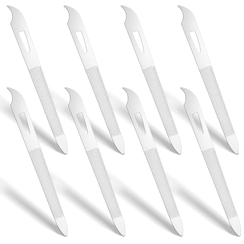 Classicseali 8pcs Metal Nail File for Women, Stainless Steel Nail File for Natural Nails, 4 Inch Thin Metal Fingernail Files with Curved Sharp Pointed Tip Double Sided Manicure Pedicure Toenails Tools
