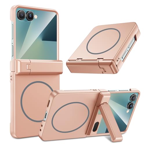 Maxdara for Samsung Galaxy Z Flip 7 Magnetic Case with Stand, Rose Gold