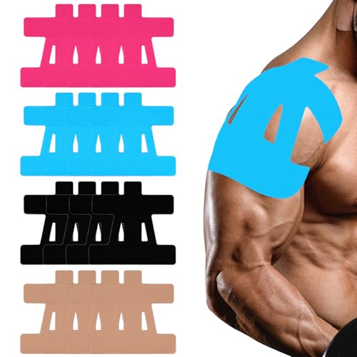 12 Stück Kinesiotapes Vorgeschnitten für Schultern, Kinesio Tape Schulter Wasserfestes & Elastisches Physio Tape Atmungsaktiv Hautfreundlich für Schulter Unterstützung (Mehrfarbig)