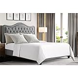 Rosevera Grayson Adjustable Headboard Bed with Fine Polyester and Button Tufting for Bedroom, Queen, Ash
