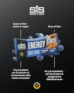 Science in Sport Barretta Energetica all’Avena 70g 12 Pezzi Mirtillo – Con 40g di carboidrati e 10g di proteine, snack gustoso per l’allenamento