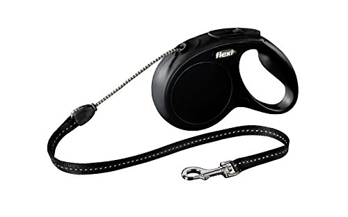 FLEXI New Classic Retractable Dog Leash (Cord), 16 ft, Medium, Black